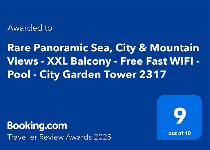 Rare Panoramic Sea, City & Mountain Views - Xxl Balcony - Free Fast Wifi - Pool - City Garden Tower 2317